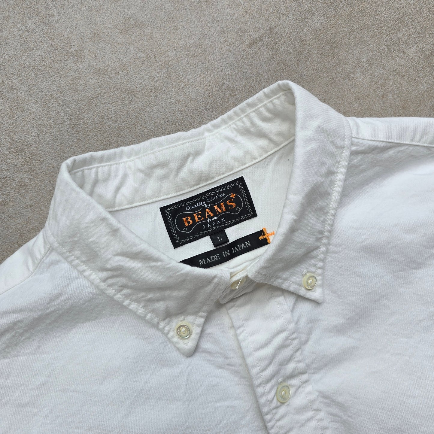 Beams Plus Oxford White Long Sleeve Button Up Shirt - L