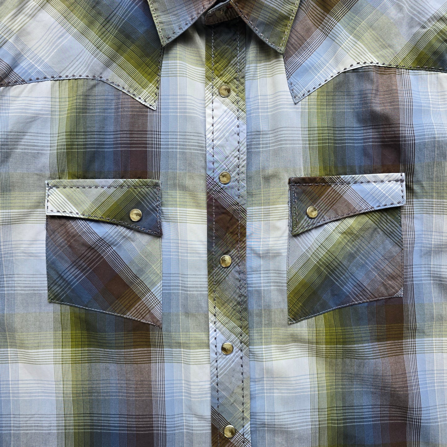 Vintage Wrangler Pearl Snap Button Up Shirt - L