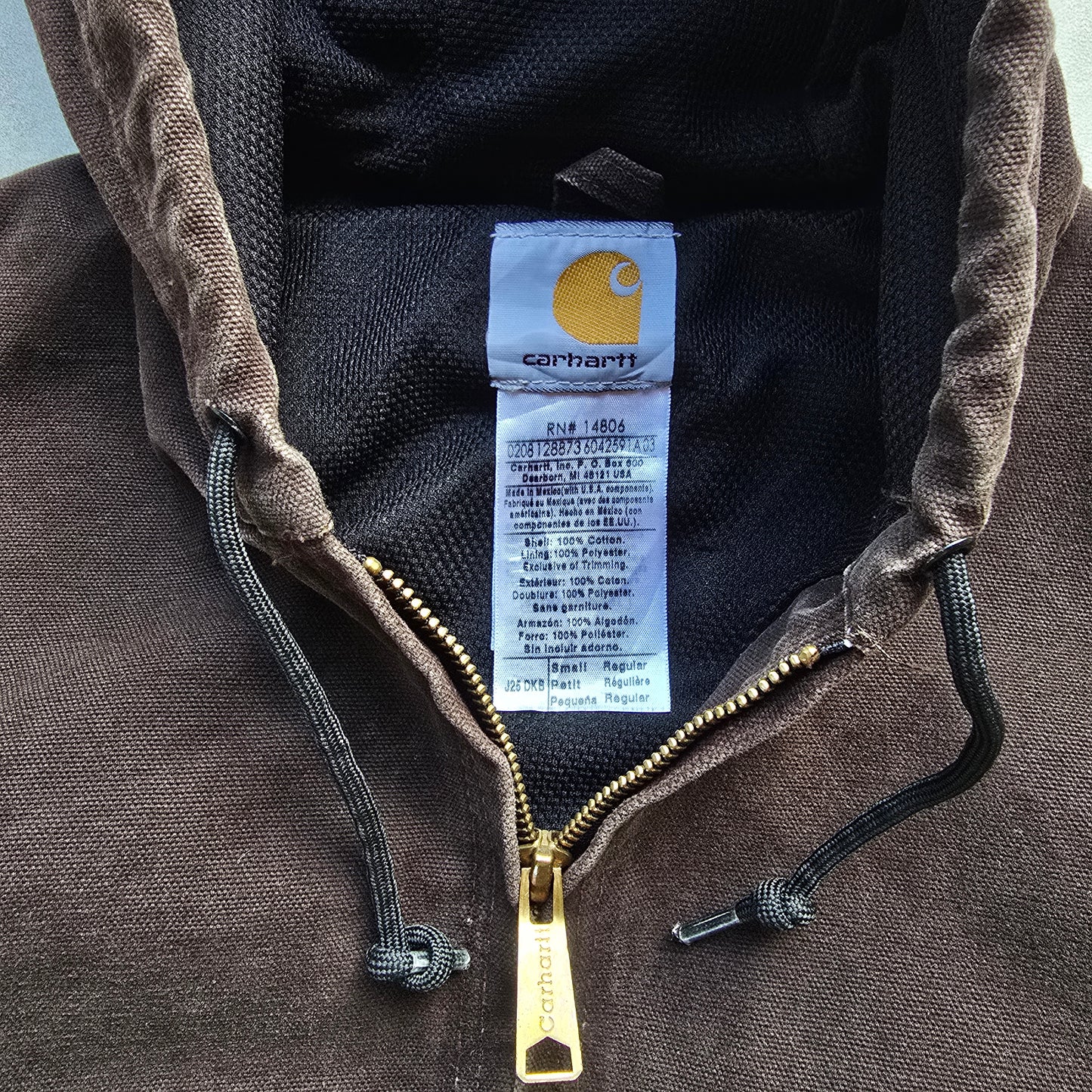 Vintage 90's Carhartt J25 Brown Hooded Jacket - S
