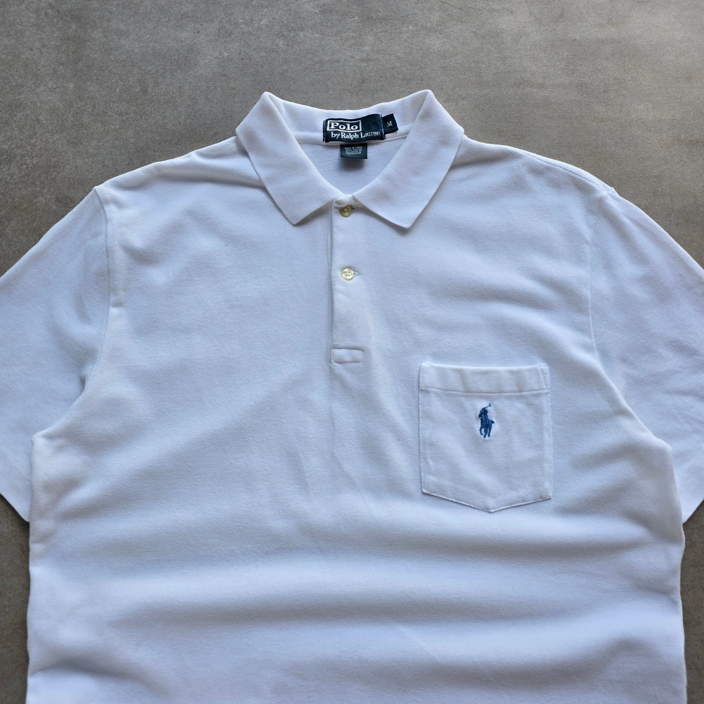 Vintage Ralph Lauren White Pocket Polo Shirt - M
