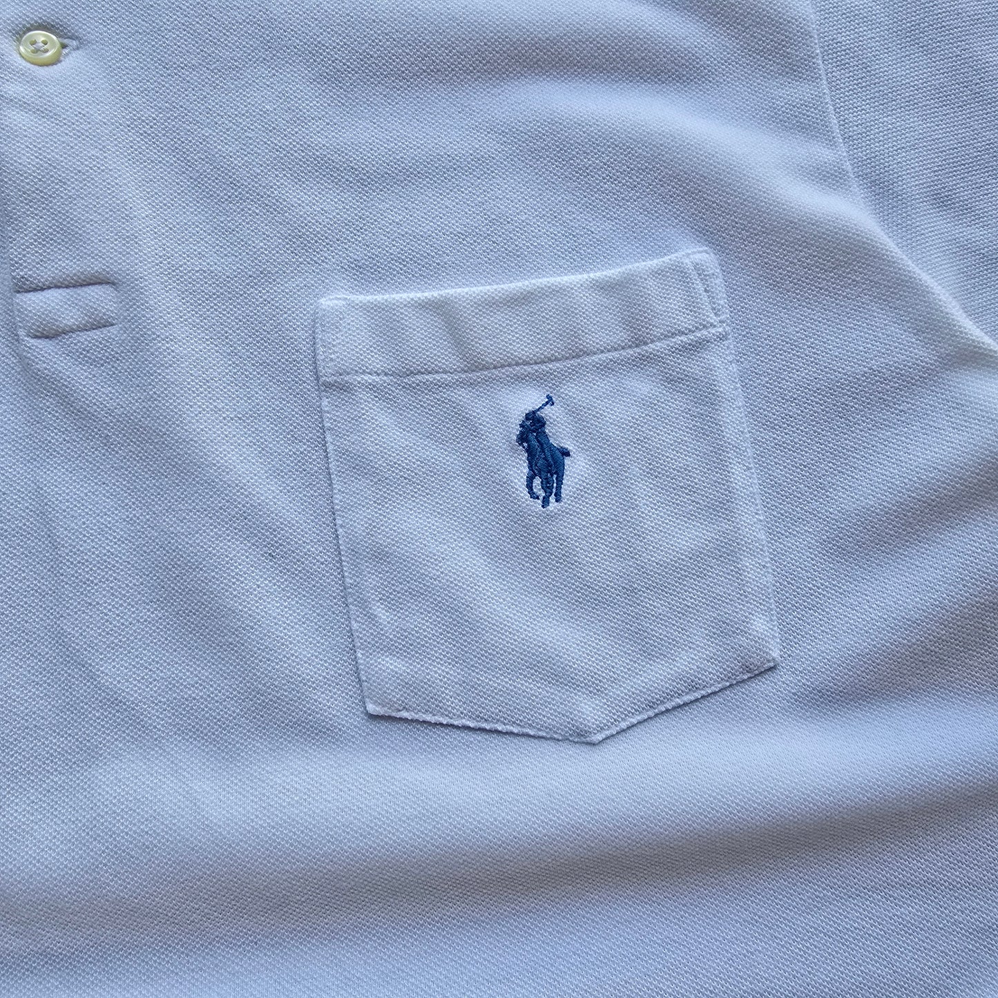 Vintage Ralph Lauren White Pocket Polo Shirt - M