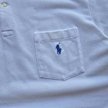 Vintage Ralph Lauren White Pocket Polo Shirt - M