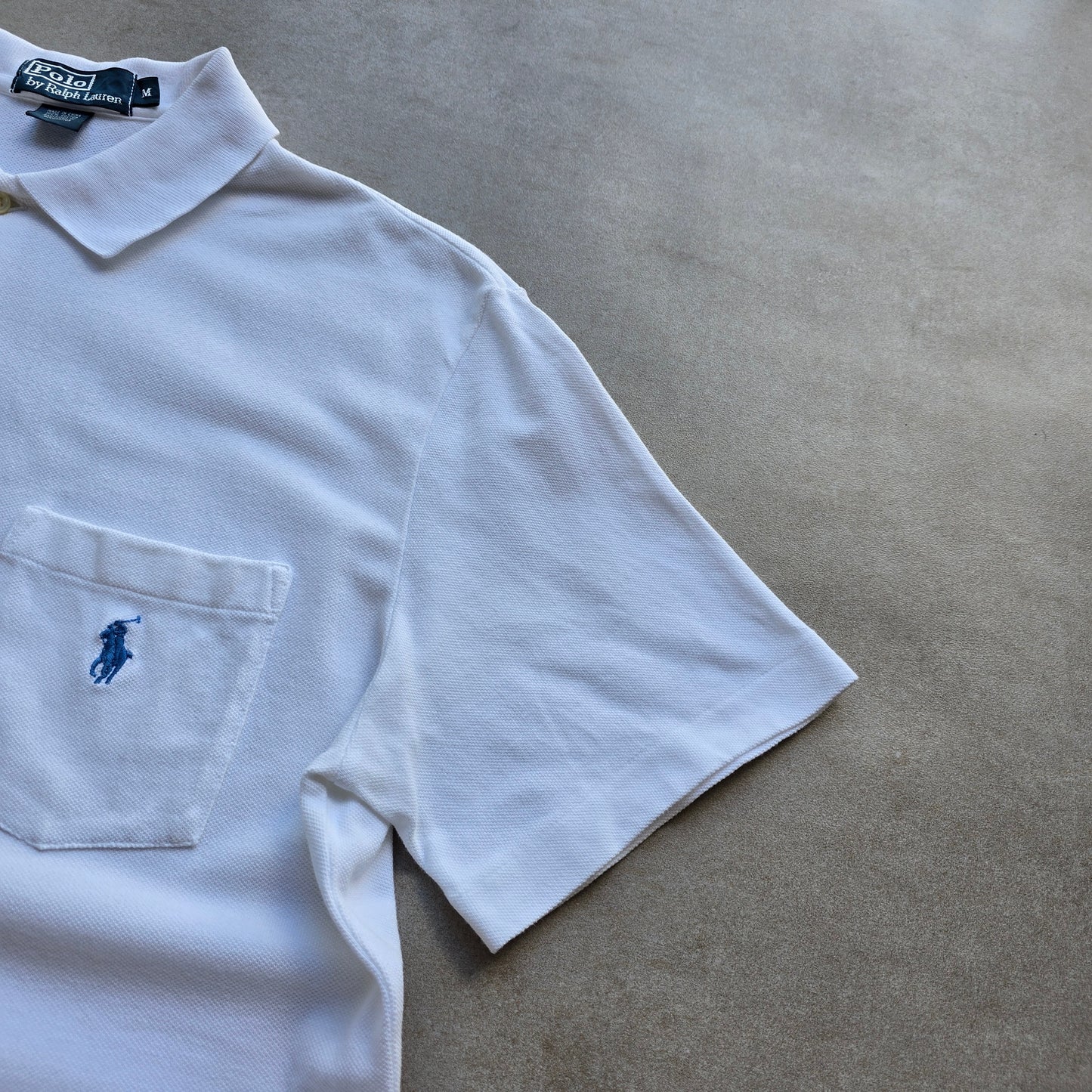 Vintage Ralph Lauren White Pocket Polo Shirt - M