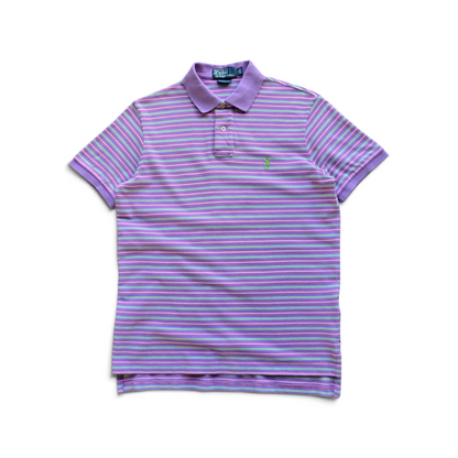 Vintage Ralph Lauren Purple Striped Polo Shirt - M