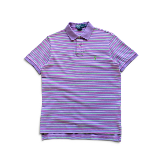 Vintage Ralph Lauren Purple Striped Polo Shirt - M