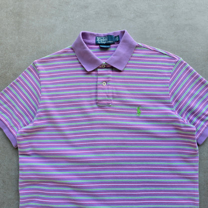 Vintage Ralph Lauren Purple Striped Polo Shirt - M