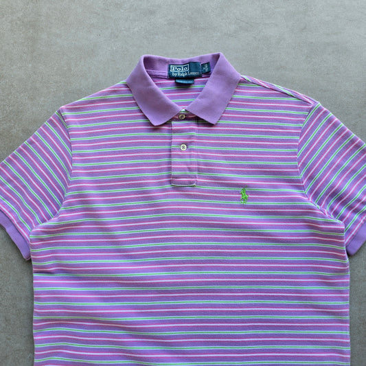 Vintage Ralph Lauren Purple Striped Polo Shirt - M