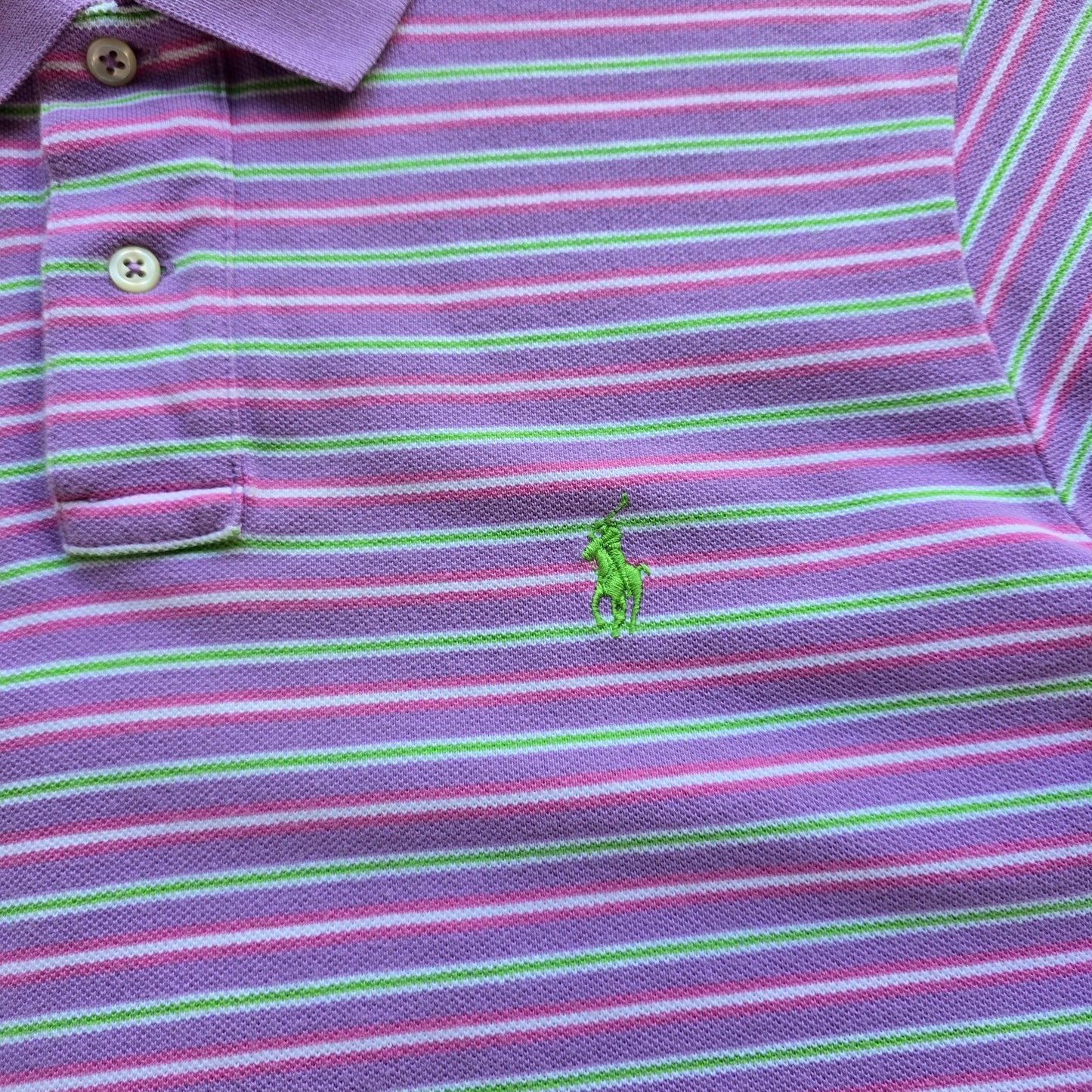 Vintage Ralph Lauren Purple Striped Polo Shirt - M