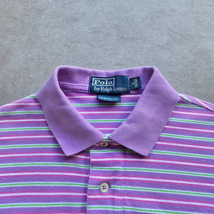 Vintage Ralph Lauren Purple Striped Polo Shirt - M