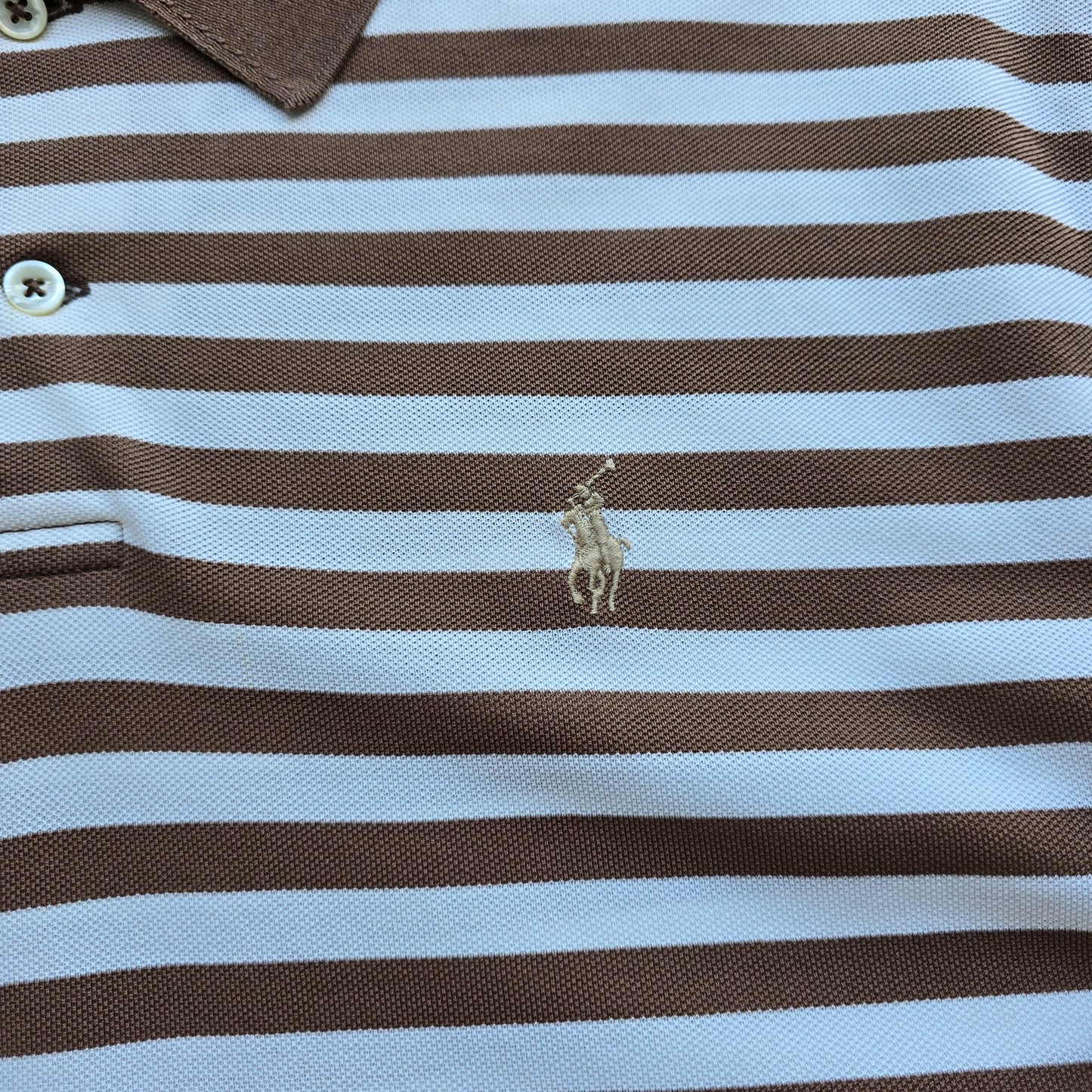 Vintage Ralph Lauren Brown Striped Polo Shirt - L