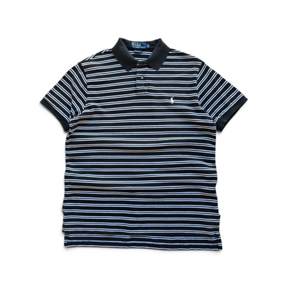 Vintage Ralph Lauren Black Striped Polo Shirt - L