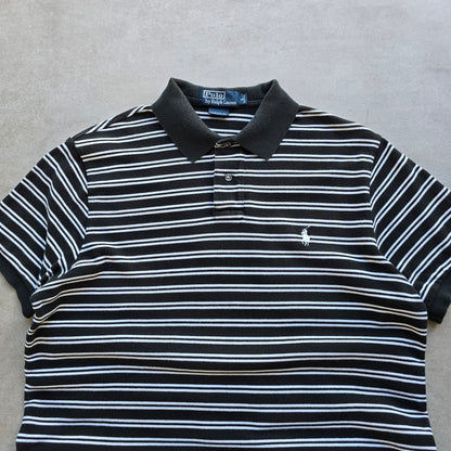 Vintage Ralph Lauren Black Striped Polo Shirt - L