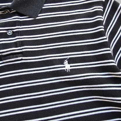 Vintage Ralph Lauren Black Striped Polo Shirt - L