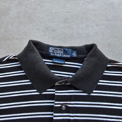 Vintage Ralph Lauren Black Striped Polo Shirt - L