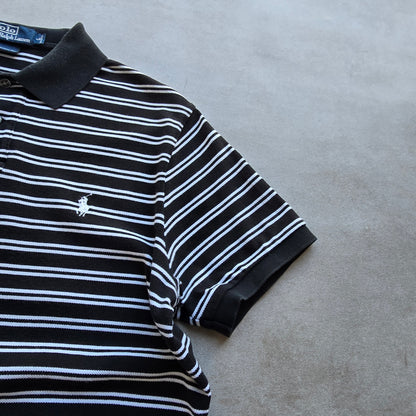 Vintage Ralph Lauren Black Striped Polo Shirt - L