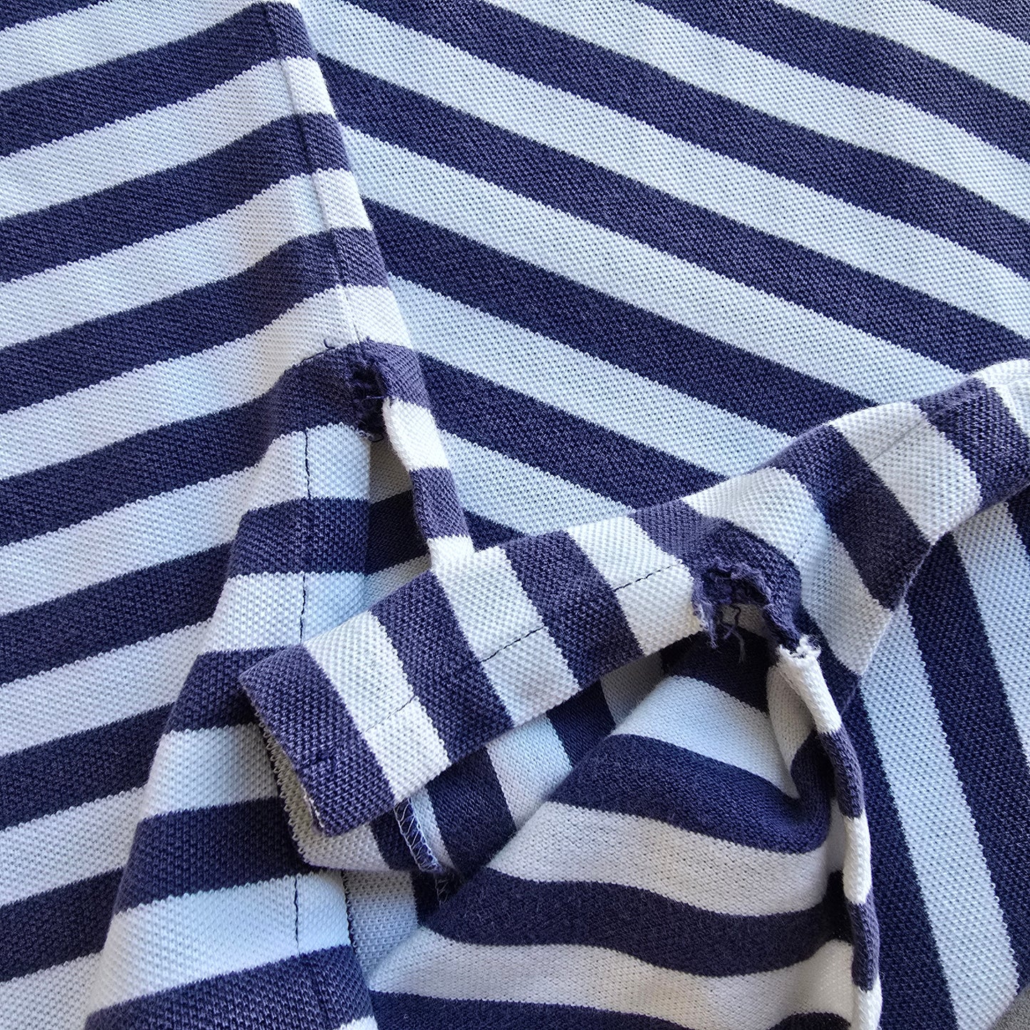 Vintage Ralph Lauren Blue Striped Polo Shirt - L