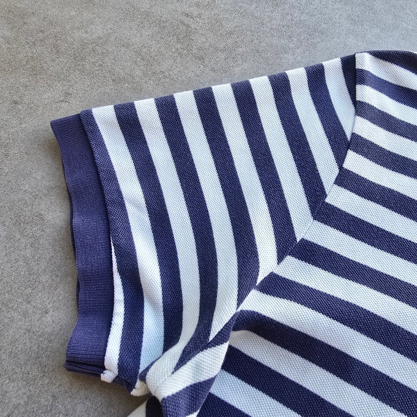 Vintage Ralph Lauren Blue Striped Polo Shirt - L