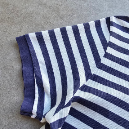 Vintage Ralph Lauren Blue Striped Polo Shirt - L
