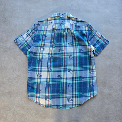 Ralph Lauren Plaid Palm Trees Short Sleeve Button Up Shirt - L