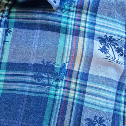 Ralph Lauren Plaid Palm Trees Short Sleeve Button Up Shirt - L