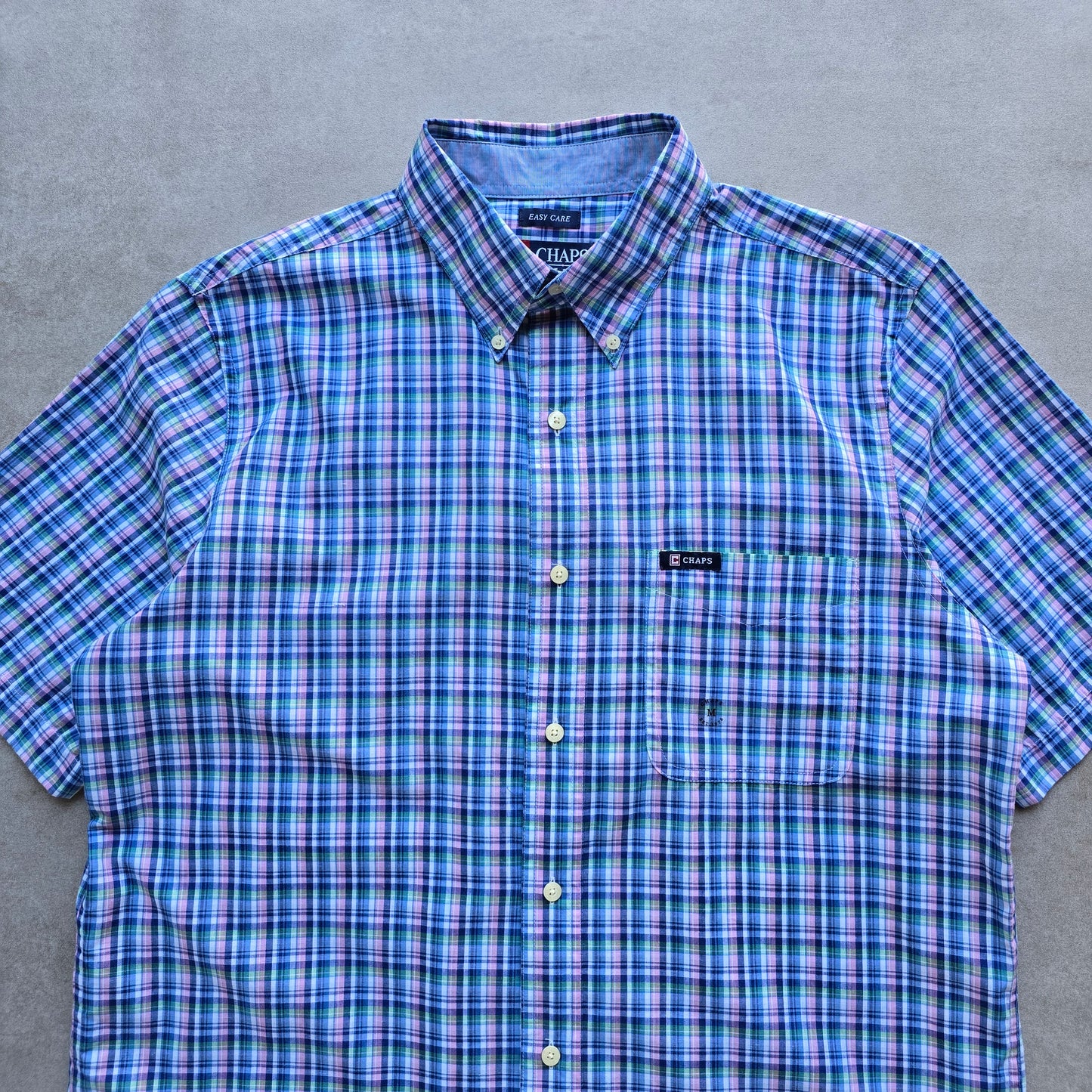 Vintage Chaps Ralph Lauren Plaid Short Sleeve Button Up Shirt - M