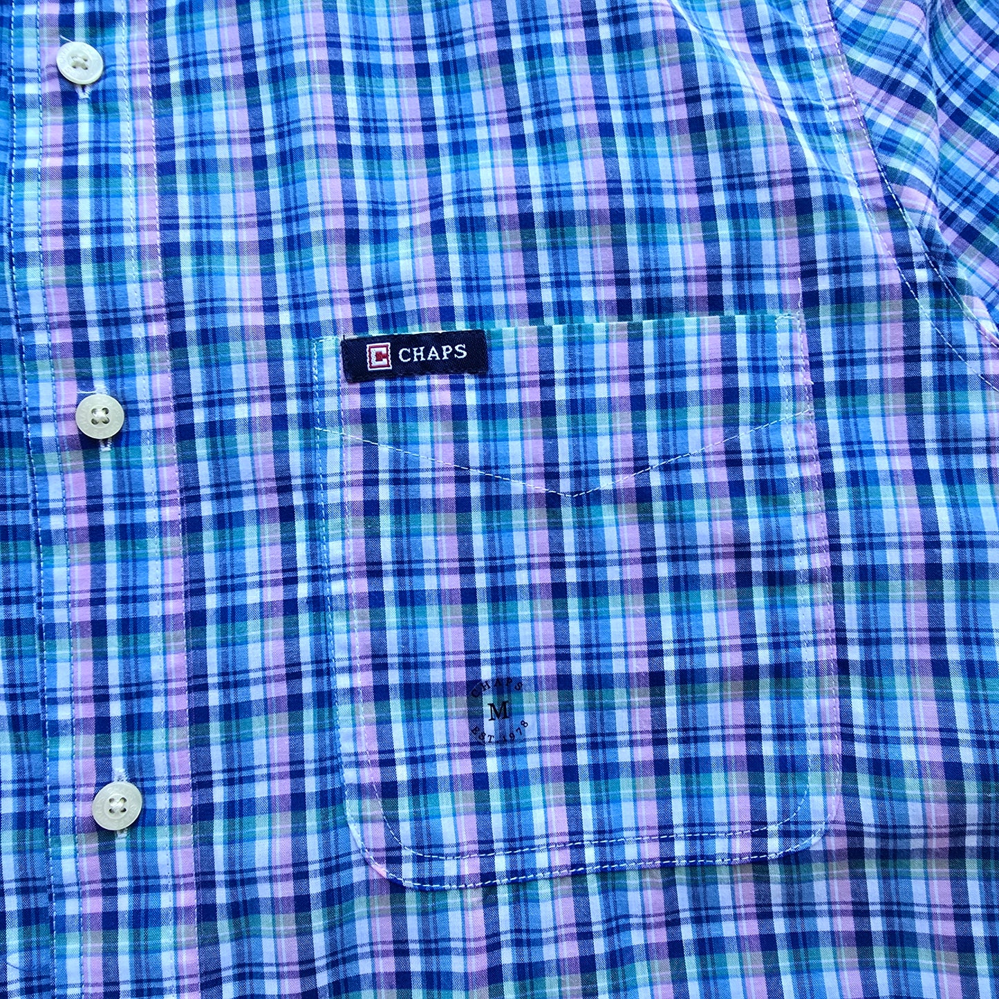 Vintage Chaps Ralph Lauren Plaid Short Sleeve Button Up Shirt - M