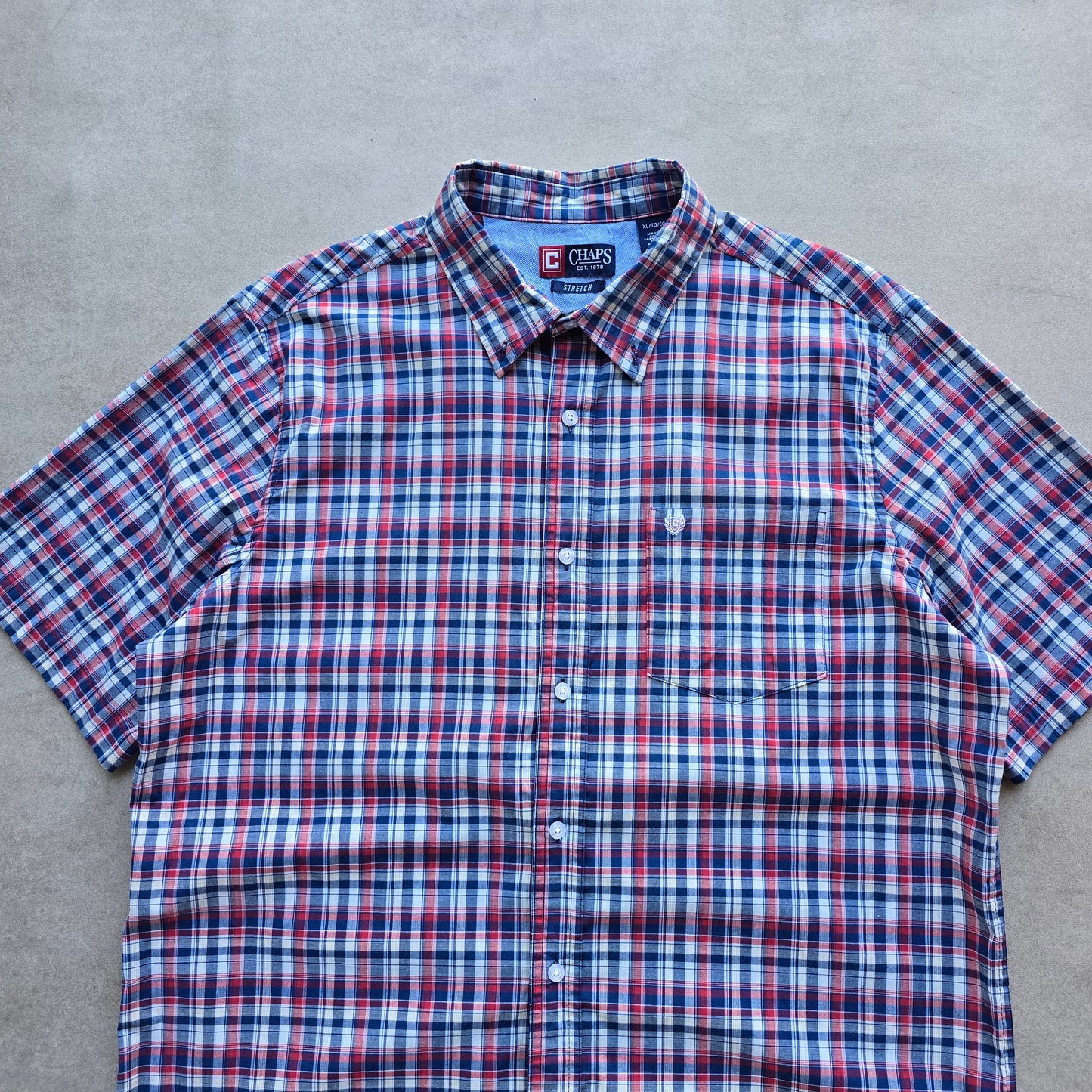 Vintage Chaps Ralph Lauren Plaid Short Sleeve Button Up Shirt - XL