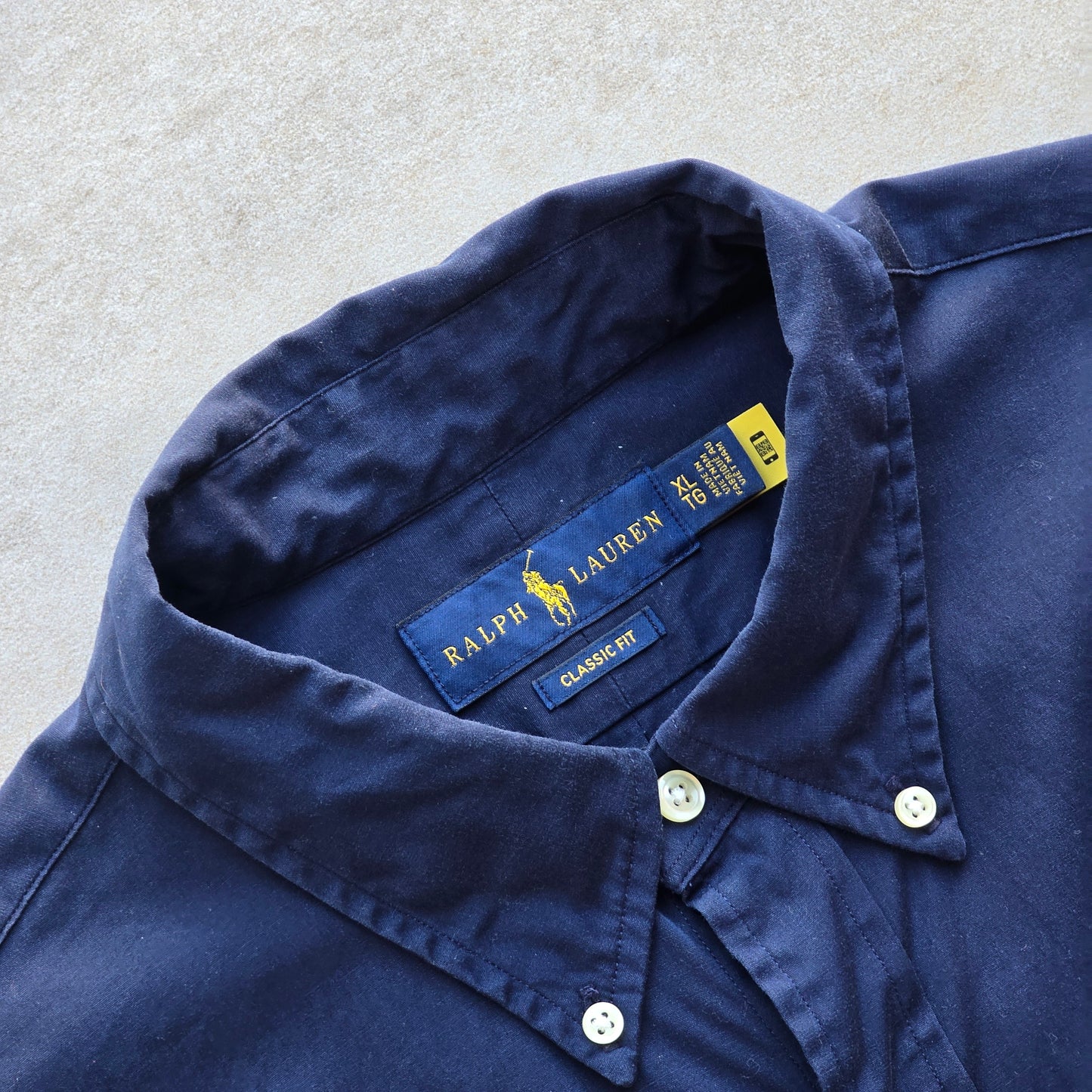 Ralph Lauren Navy Blue Long Sleeve Button Up Shirt - XL