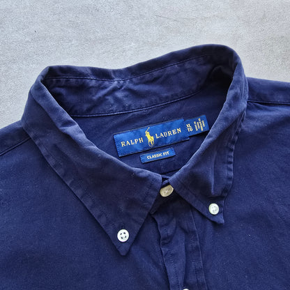 Ralph Lauren Navy Blue Long Sleeve Button Up Shirt - XL