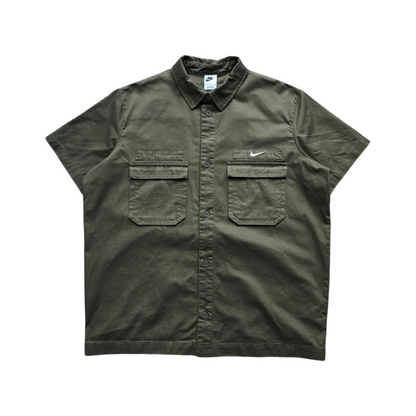 Nike Mini Swoosh Military Short Sleeve Button Up Shirt - M/L