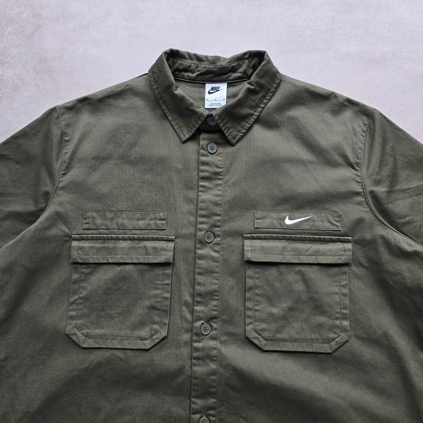 Nike Mini Swoosh Military Short Sleeve Button Up Shirt - M/L