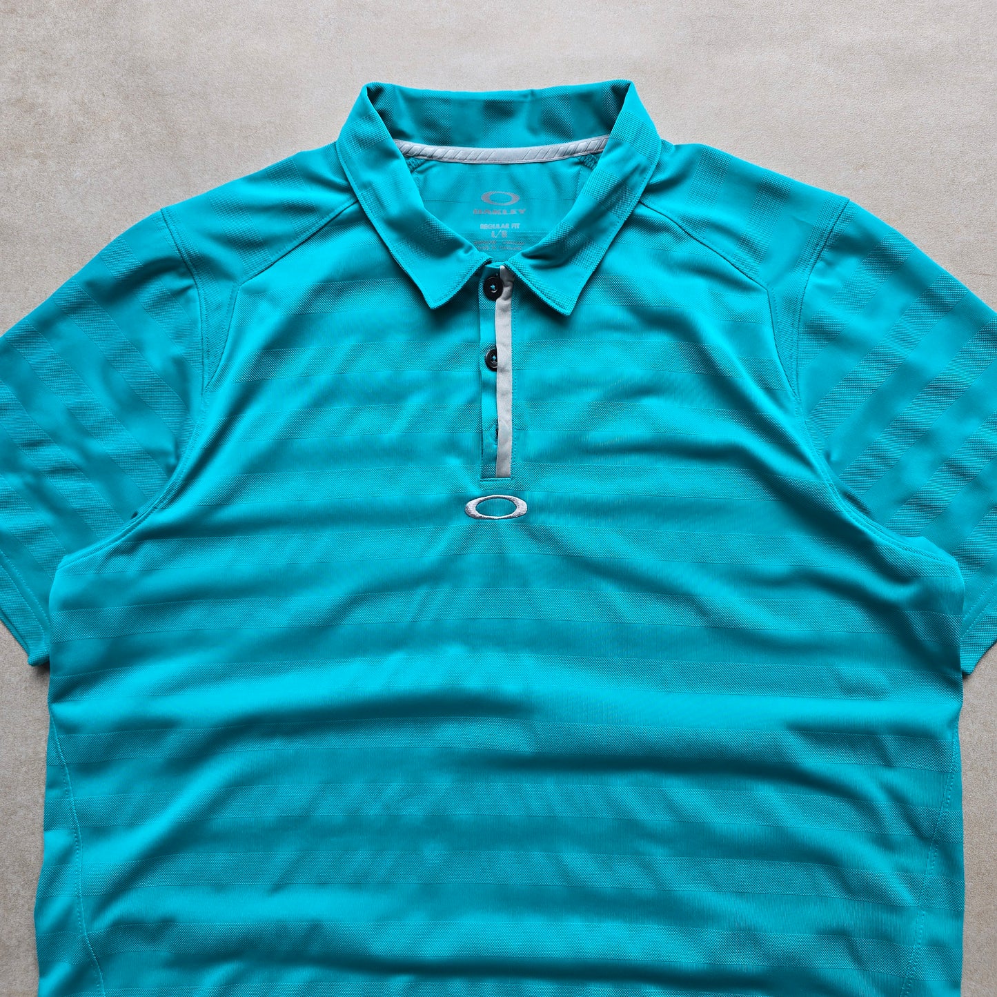 Oakley Striped Embroidered Centre Logo Polo Shirt - L