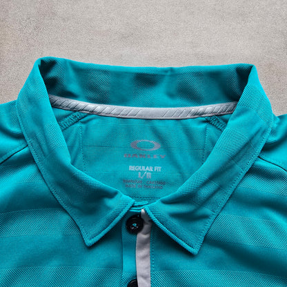 Oakley Striped Embroidered Centre Logo Polo Shirt - L