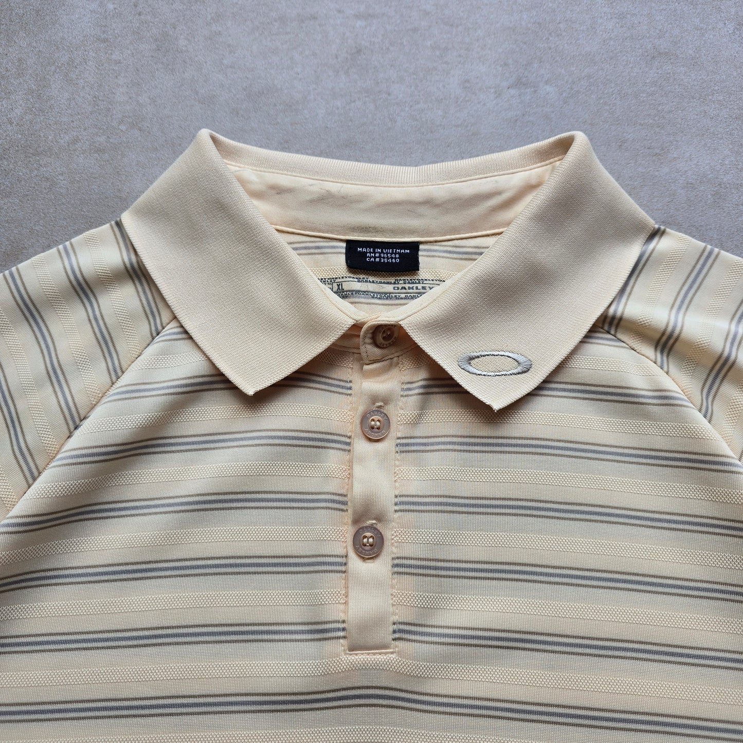 Vintage 2000's Oakley Embroidered Logo Striped Polo Shirt - XL