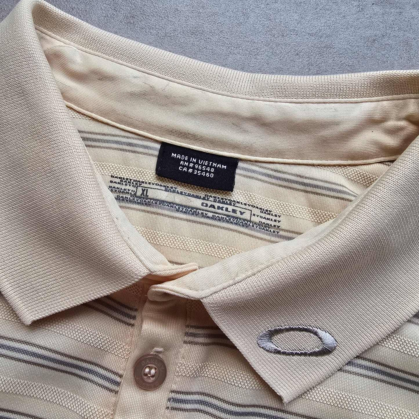 Vintage 2000's Oakley Embroidered Logo Striped Polo Shirt - XL