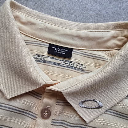 Vintage 2000's Oakley Embroidered Logo Striped Polo Shirt - XL