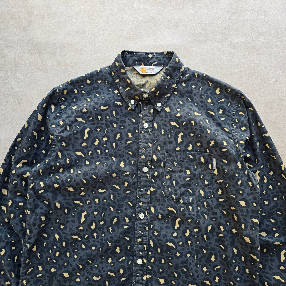Carhartt WIP Rocha Leopard Print Long Sleeve Button Up Shirt - S
