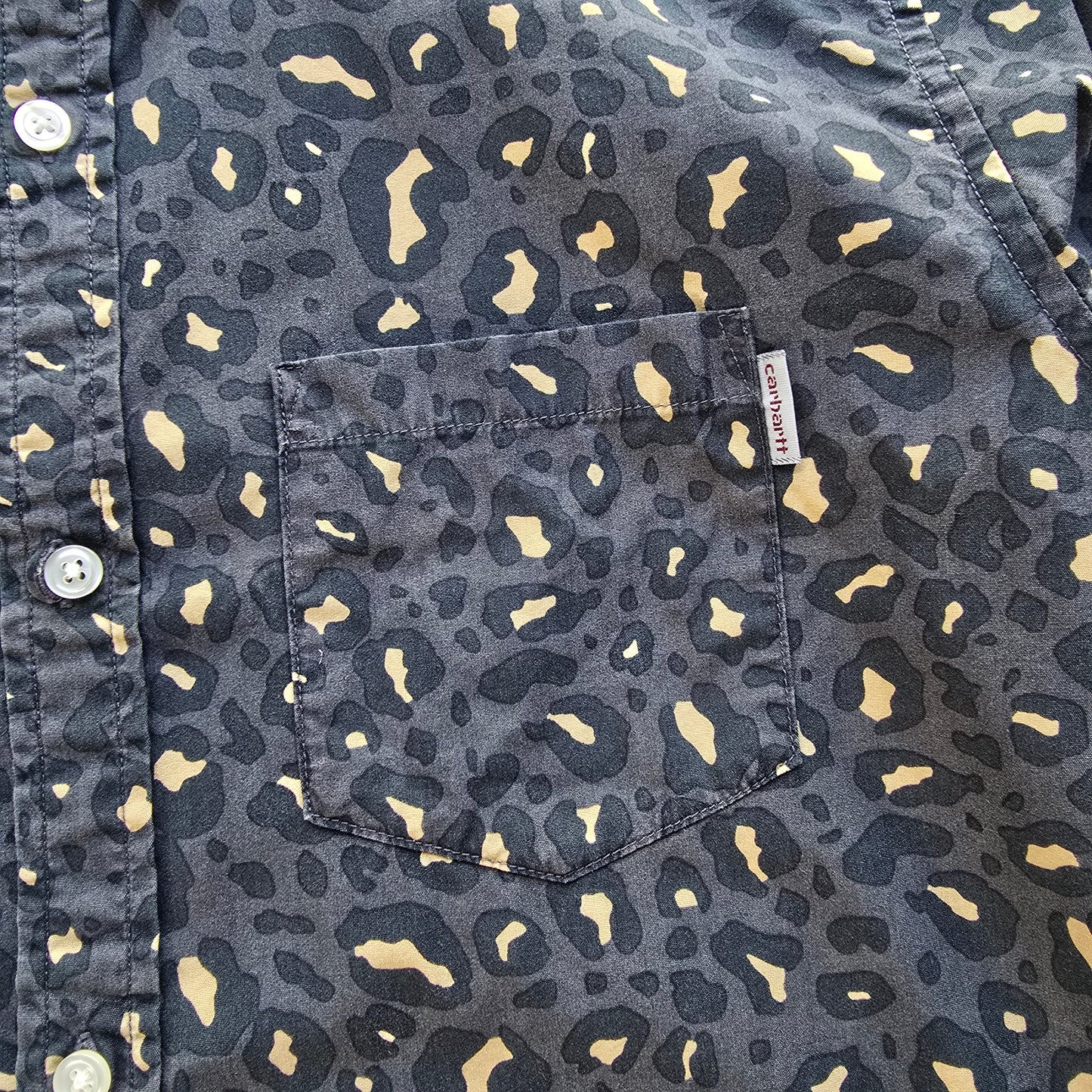 Carhartt WIP Rocha Leopard Print Long Sleeve Button Up Shirt - S