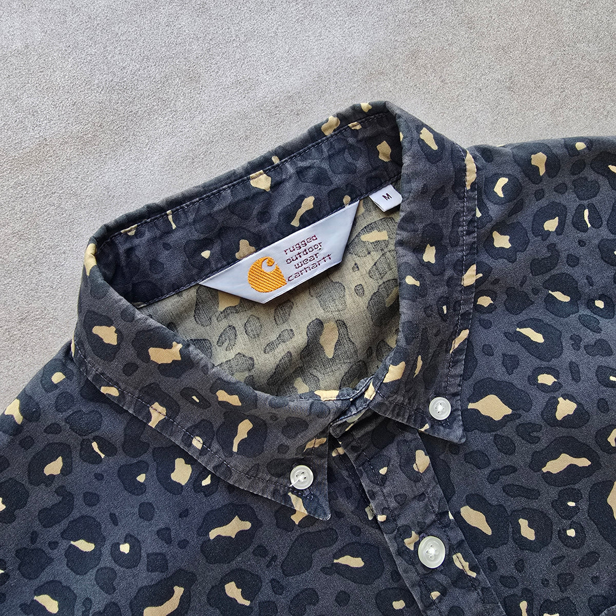 Carhartt WIP Rocha Leopard Print Long Sleeve Button Up Shirt - S