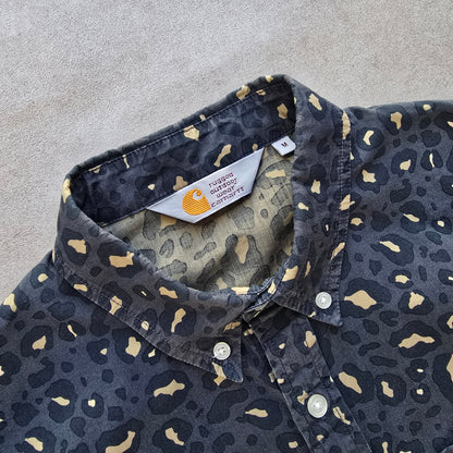 Carhartt WIP Rocha Leopard Print Long Sleeve Button Up Shirt - S