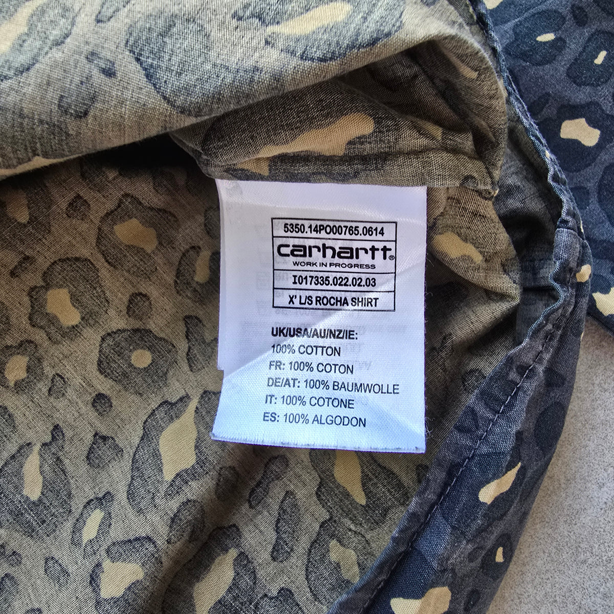 Carhartt WIP Rocha Leopard Print Long Sleeve Button Up Shirt - S