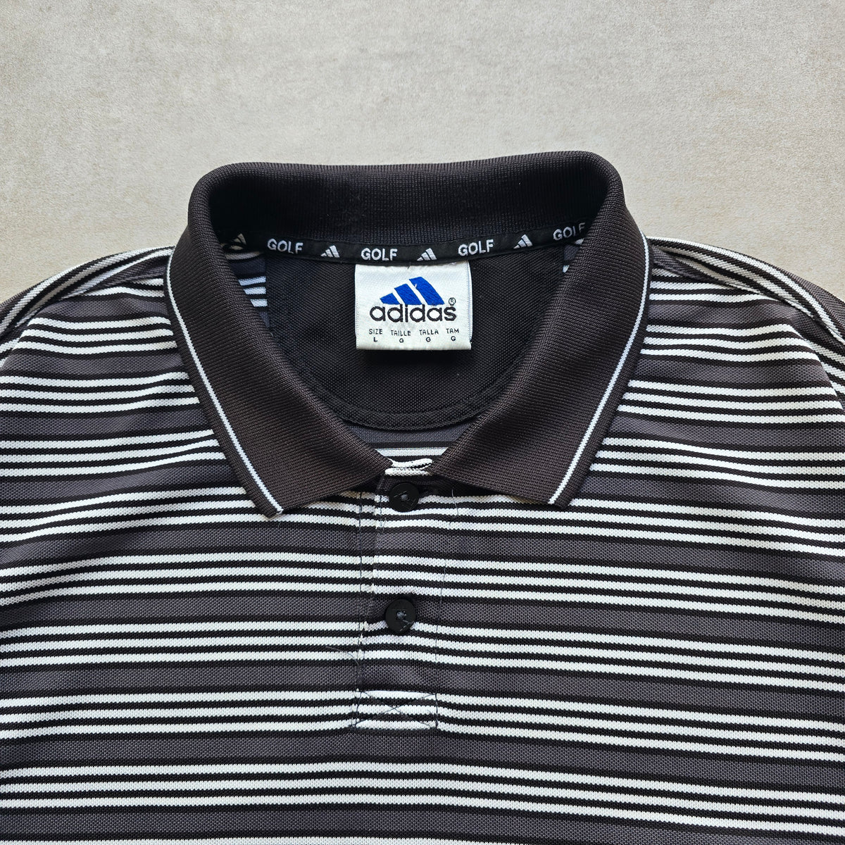 Vintage 90's Adidas Golf Striped Polo Shirt - L