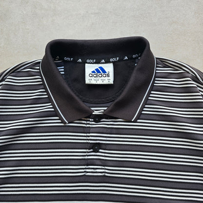 Vintage 90's Adidas Golf Striped Polo Shirt - L