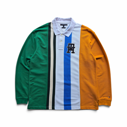 Tommy Hilfiger Striped Long Sleeve Rugby Polo Shirt - L