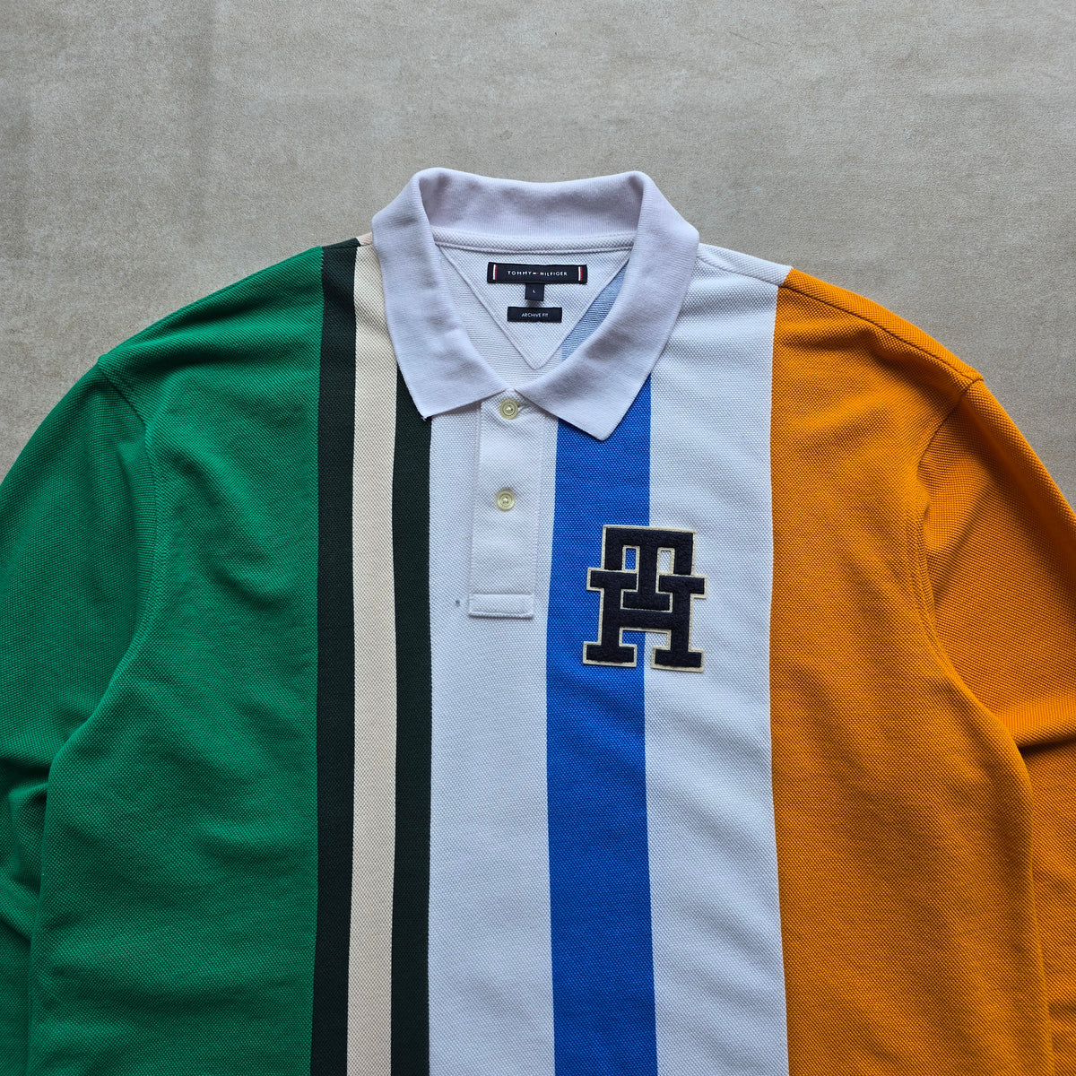 Tommy Hilfiger Striped Long Sleeve Rugby Polo Shirt - L