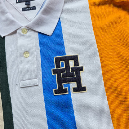 Tommy Hilfiger Striped Long Sleeve Rugby Polo Shirt - L