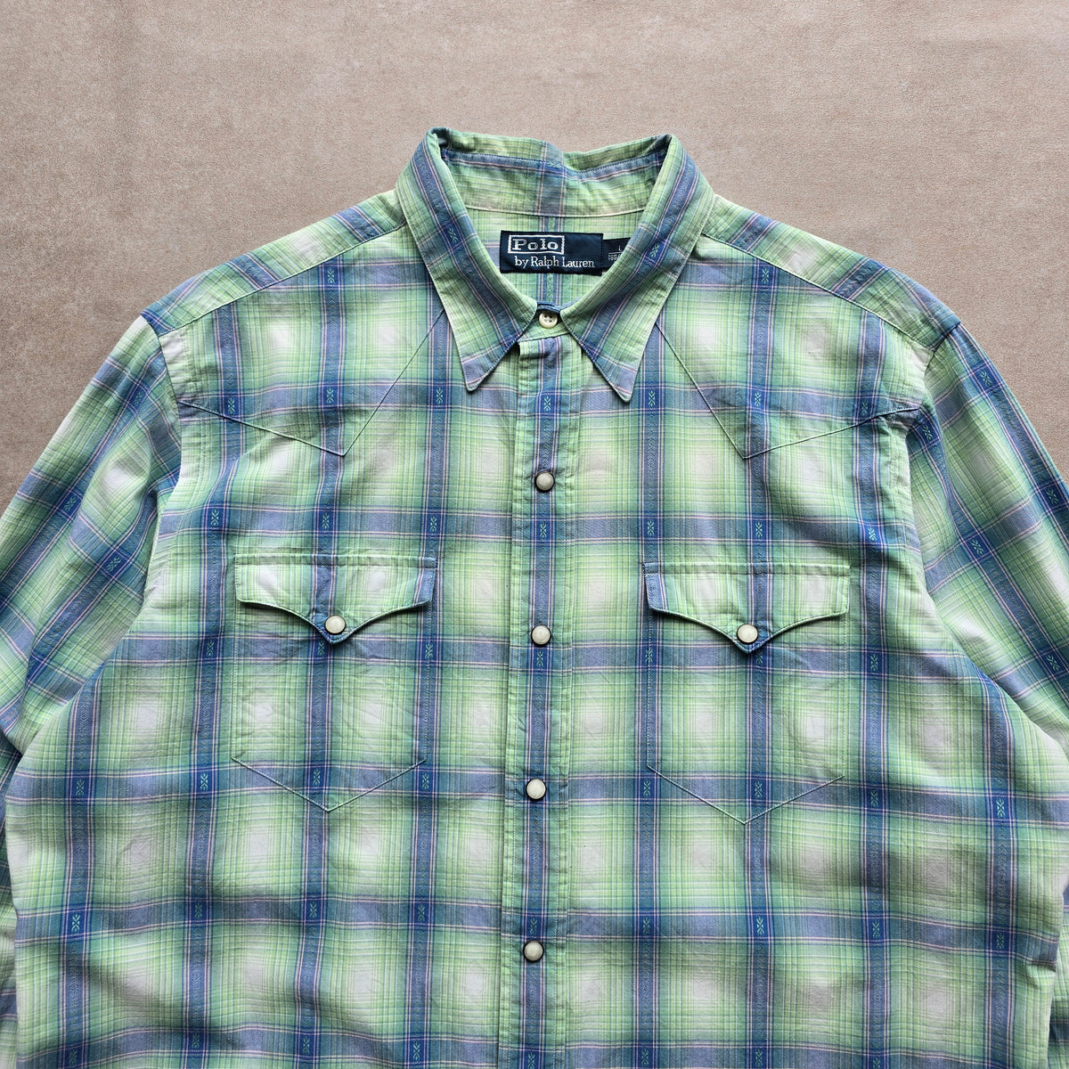 Ralph Lauren Pearl Snap Plaid Western Button Up Shirt - L
