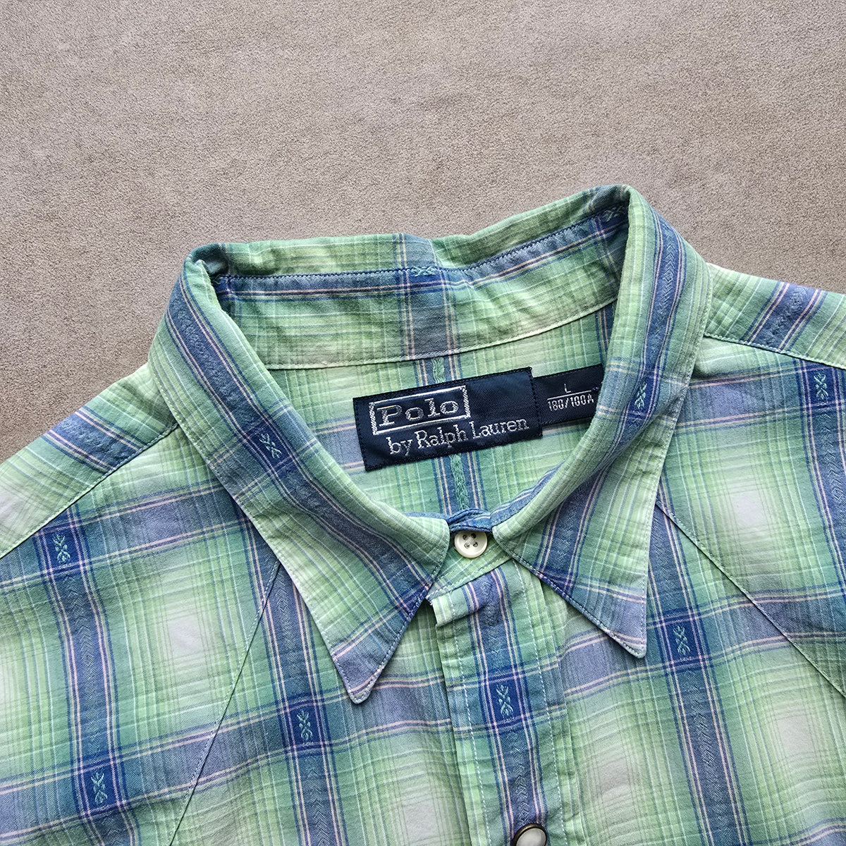 Ralph Lauren Pearl Snap Plaid Western Button Up Shirt - L