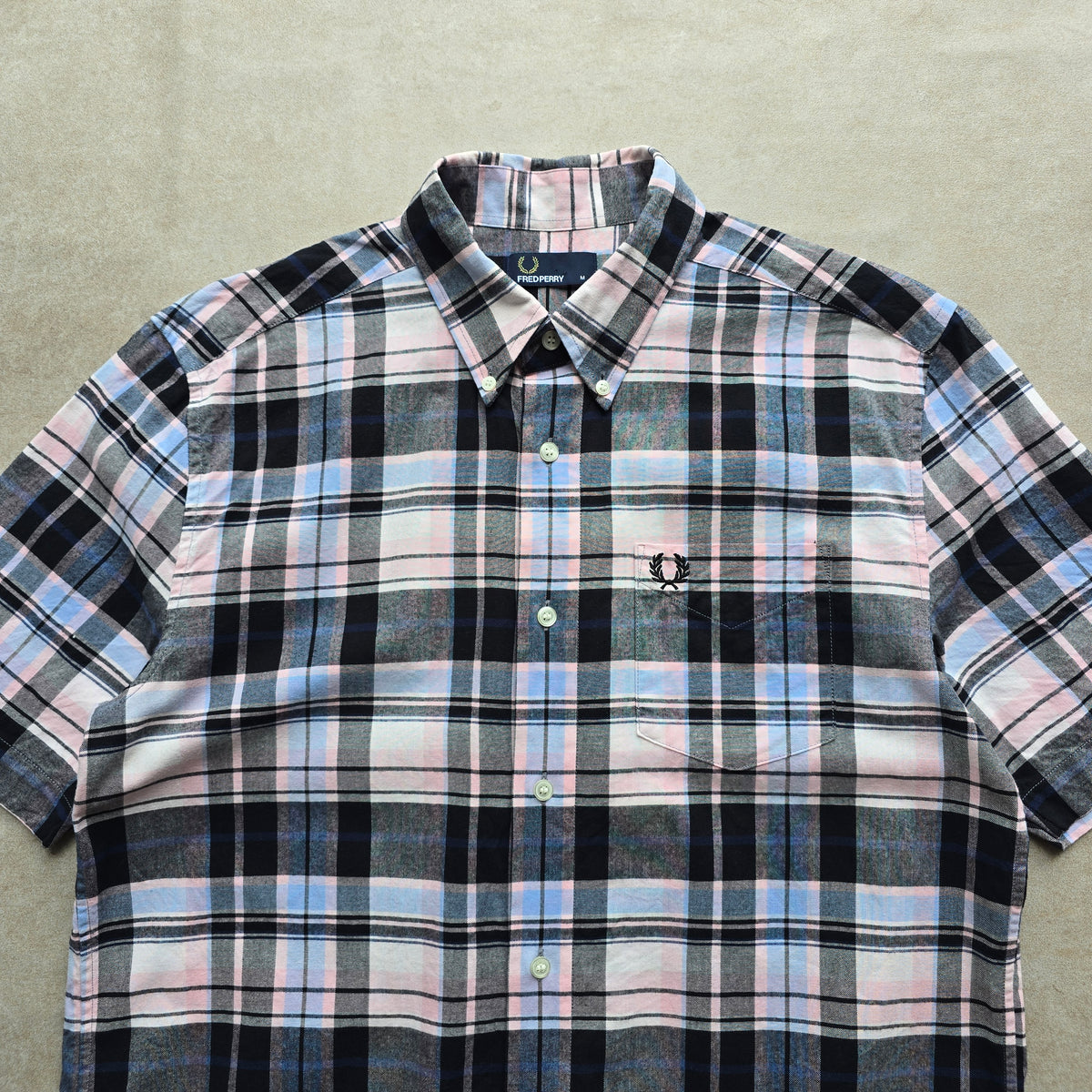 Fred Perry Short Sleeve Button Up Shirt - M