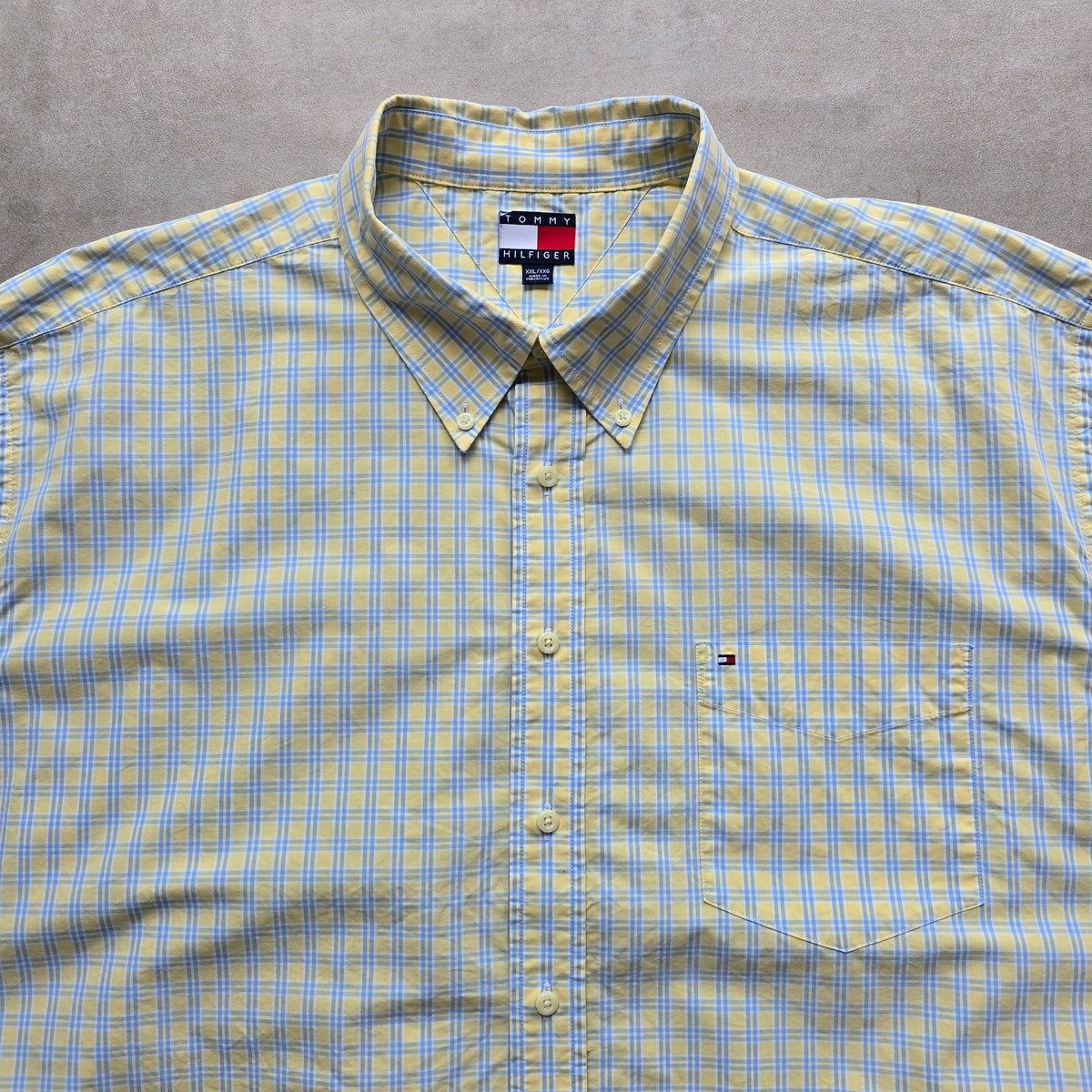 Vintage Tommy Hilfiger Check Short Sleeve Button Up Shirt - XXL